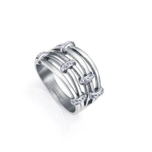 Anillo de mujer de acero con cristales
