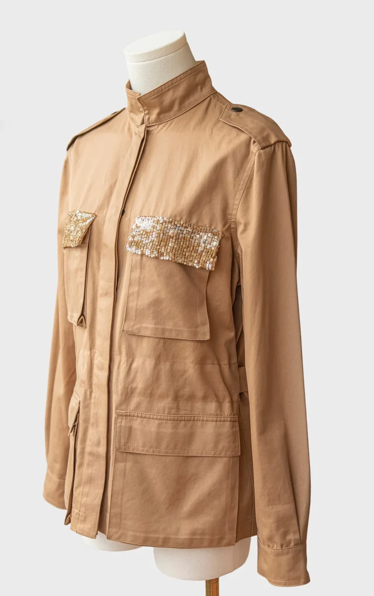 Blumarine cazadora color camel con lentejuelas Talla IT42 (M) - Imagen 5