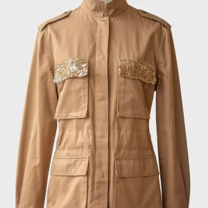 Blumarine cazadora color camel con lentejuelas Talla IT42 (M)
