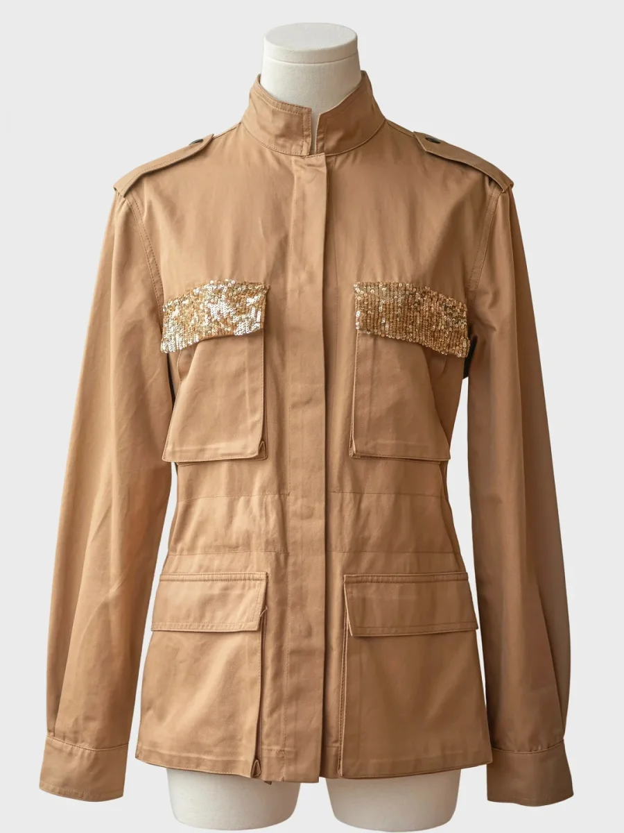 Blumarine cazadora color camel con lentejuelas Talla IT42 (M) - Imagen 2