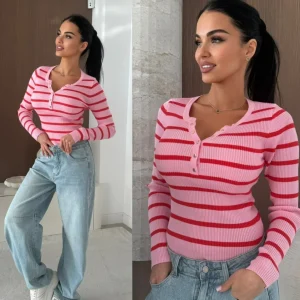 Striped blouse Citrico pink-red