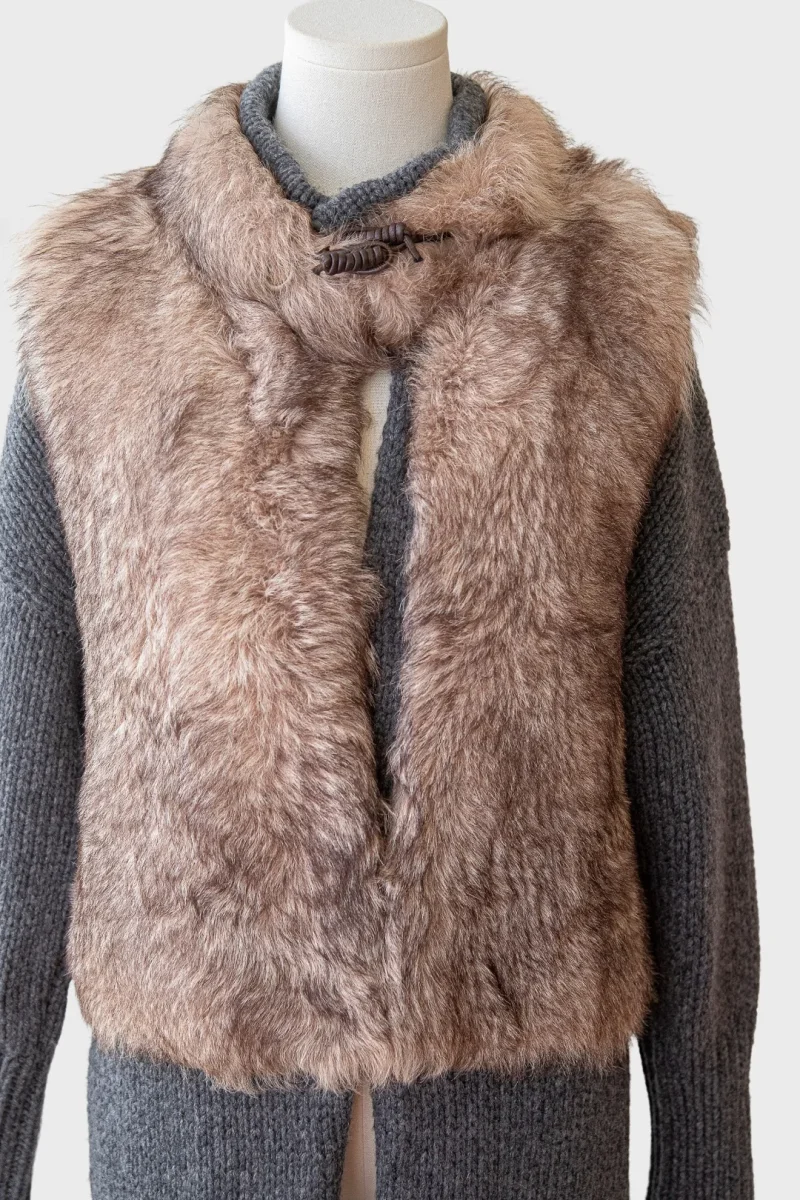 Brunello Cucinelli abrigo de punto de cachemira y pelo natural Talla S - Imagen 6