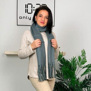 Bufanda gris viscosa con flecos