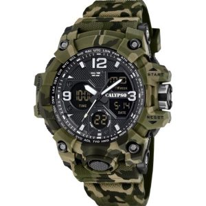 Reloj Calypso K5855/3 Hombre – X-trem, Camuflaje Verde Negro, 56mm