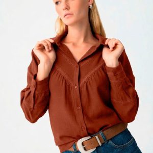Camisa de manga larga calada arcilla Tiffosi