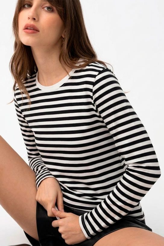 Camiseta manga larga rayas mujer - Imagen 3