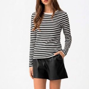 Camiseta manga larga rayas mujer