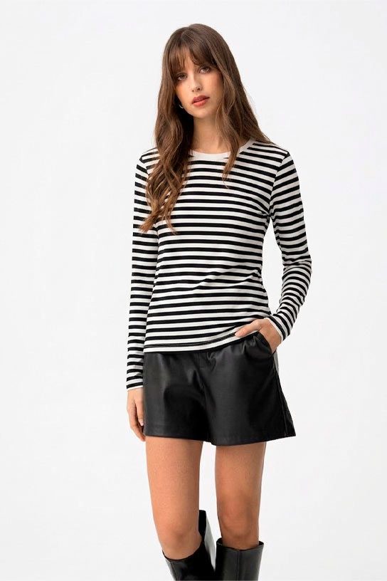 Camiseta manga larga rayas mujer