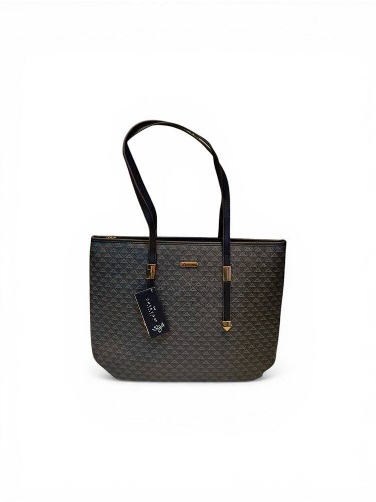 Cartera Chenson Negro Estampada Tipo Tote Elegante Mujer - Imagen 2