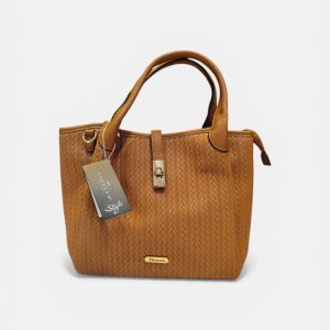 Cartera Chenson Marrón Tejida Elegante con Asa y Correa
