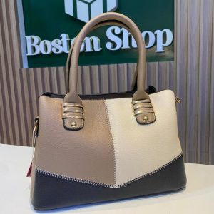 Cartera Tricolor Elegante para Mujer con Detalles Dorados