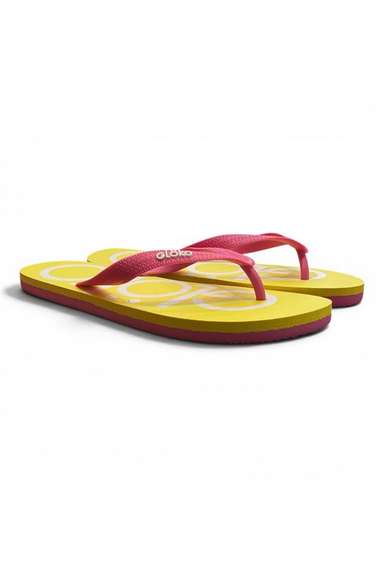 Sandalias planas mujer amarillo y rosa Glöko - Imagen 2