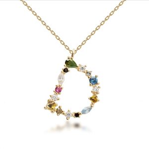 «CRISTAL» collar Plata chapada en oro iniciales