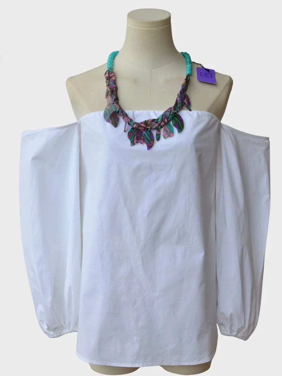Etro Milano collar turquesa estampado paisley Nuevo - Imagen 3