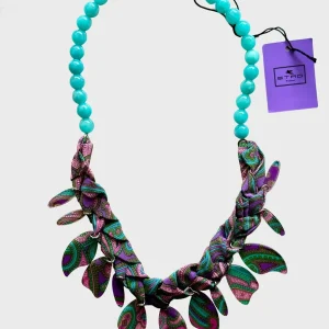 Etro Milano collar turquesa estampado paisley Nuevo