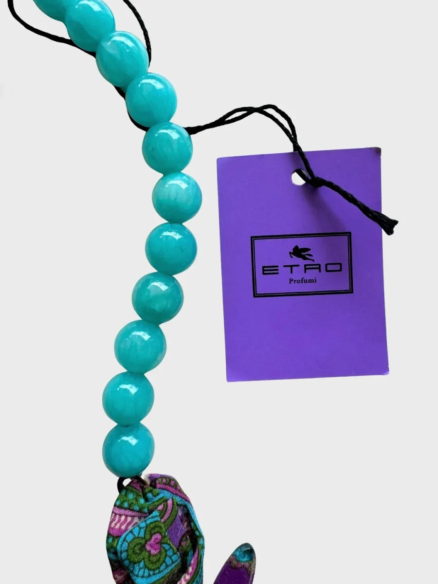 Etro Milano collar turquesa estampado paisley Nuevo - Imagen 6