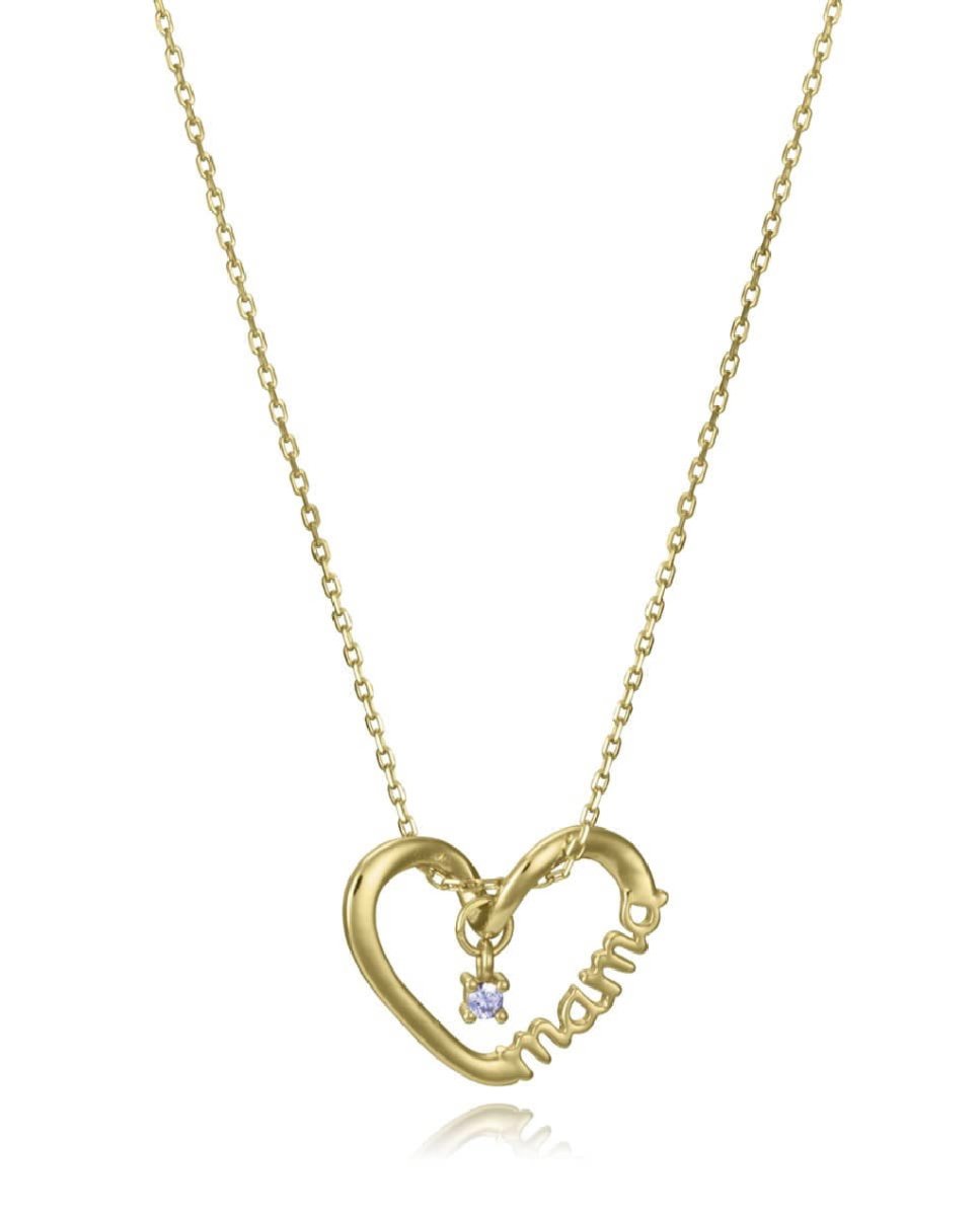 Collar de plata de primera ley con baño de oro con forma de corazón » Mamá» - Imagen 2