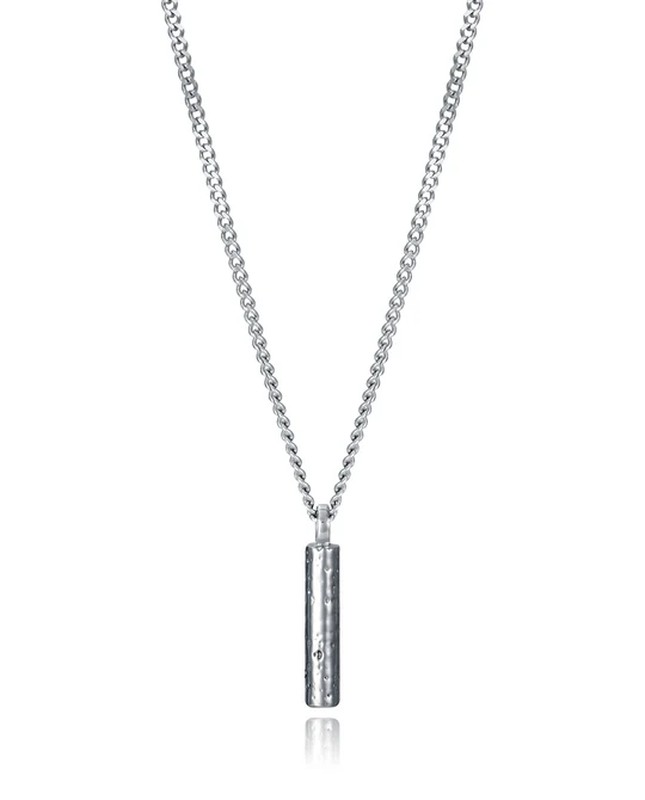 Collar de hombre de acero y colgante cilíndrico - Imagen 2