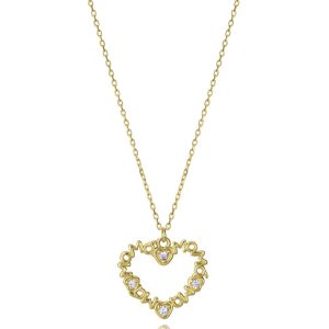 Collar de plata de primera ley con baño de oro con forma de corazón «Mamá»