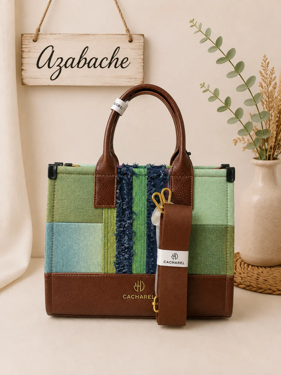 Bolso Cacharel combinado de tela y PU - Imagen 3