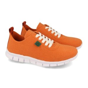 Zapatillas ecológicas naranja cordones blancos