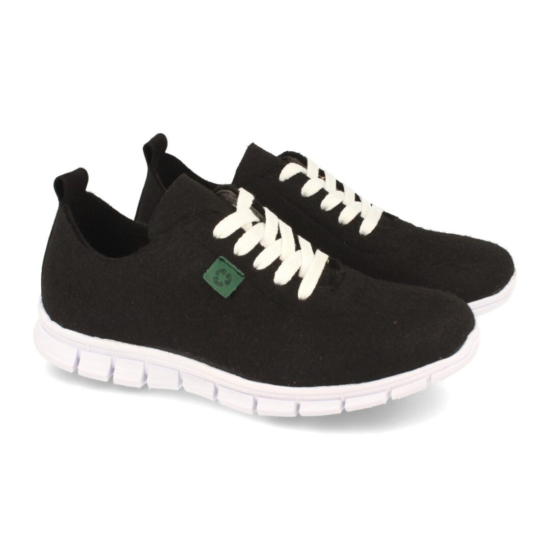 Zapatillas deportivas negras cordones blancos