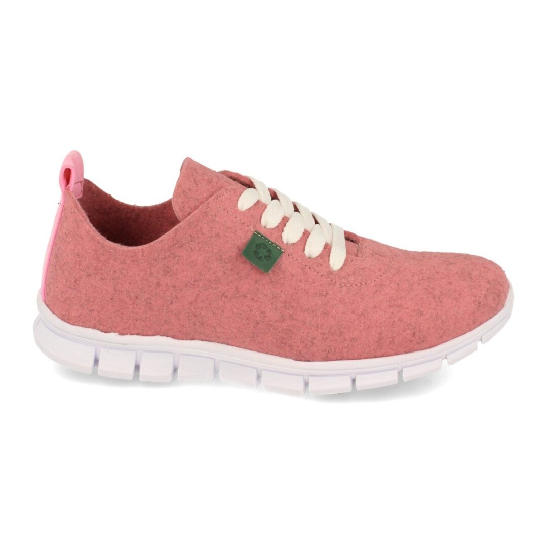 Zapatillas deportivas rosa cordones blancos - Imagen 3