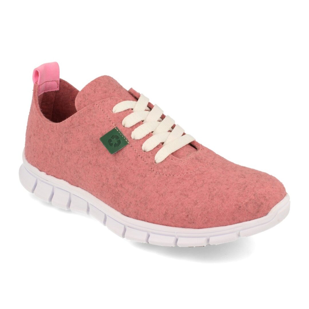 Zapatillas deportivas rosa cordones blancos - Imagen 4