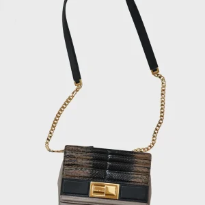 Elie Saab bolso bandolera gris topo cuero de pitón Nuevo