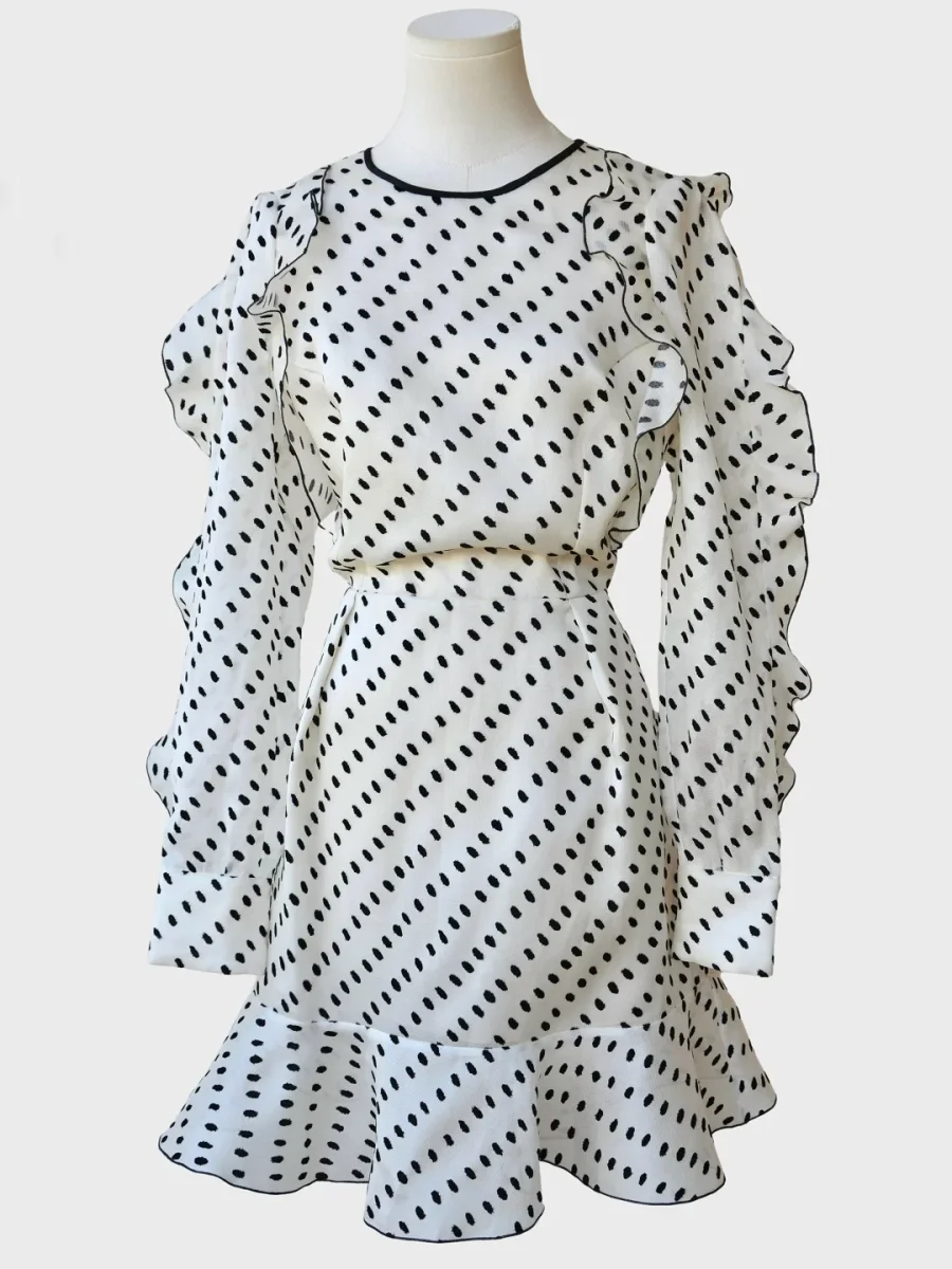 Erdem vestido mini estampado lunares Talla UK14 (XL) Nuevo - Imagen 2