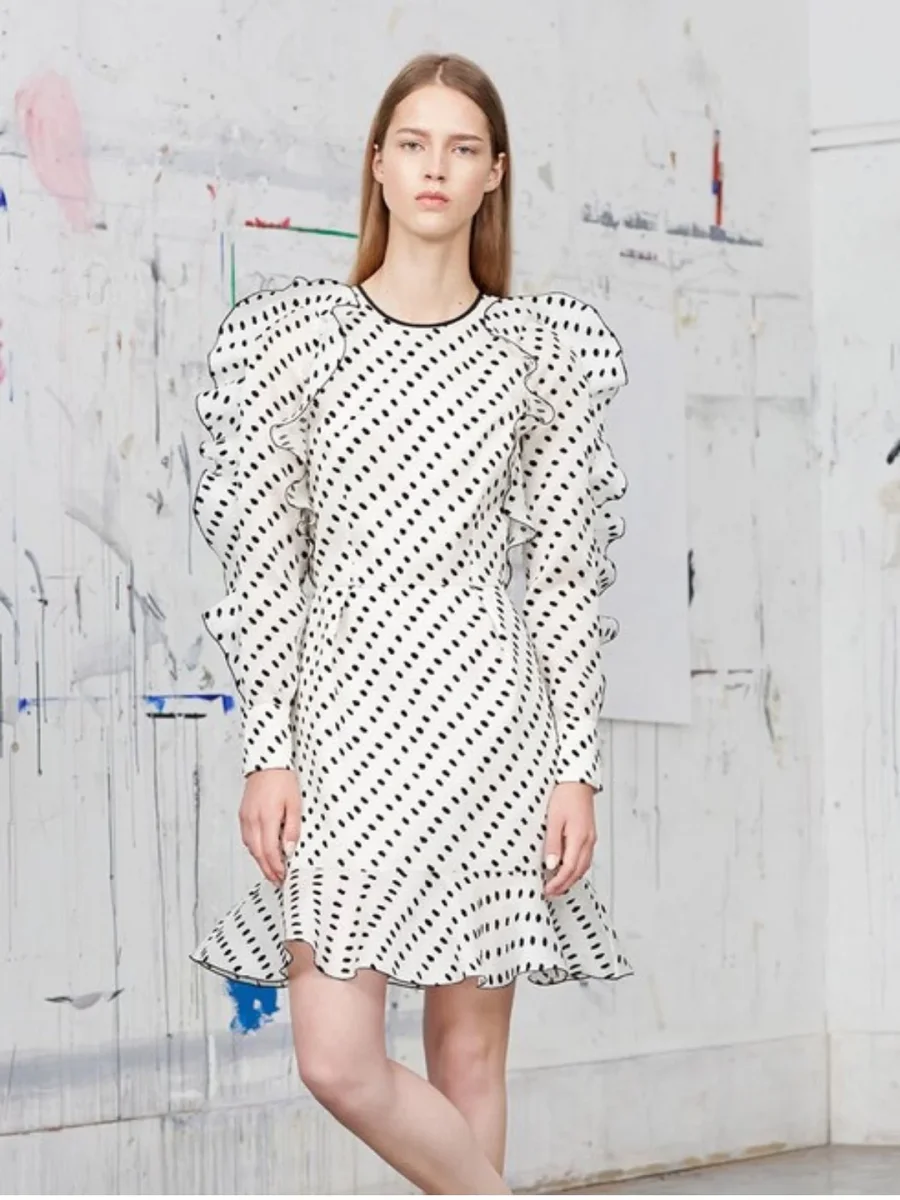 Erdem vestido mini estampado lunares Talla UK14 (XL) Nuevo - Imagen 3