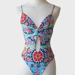 Etro Milano bañador IT42 (M) paisley print turquesa Nuevo