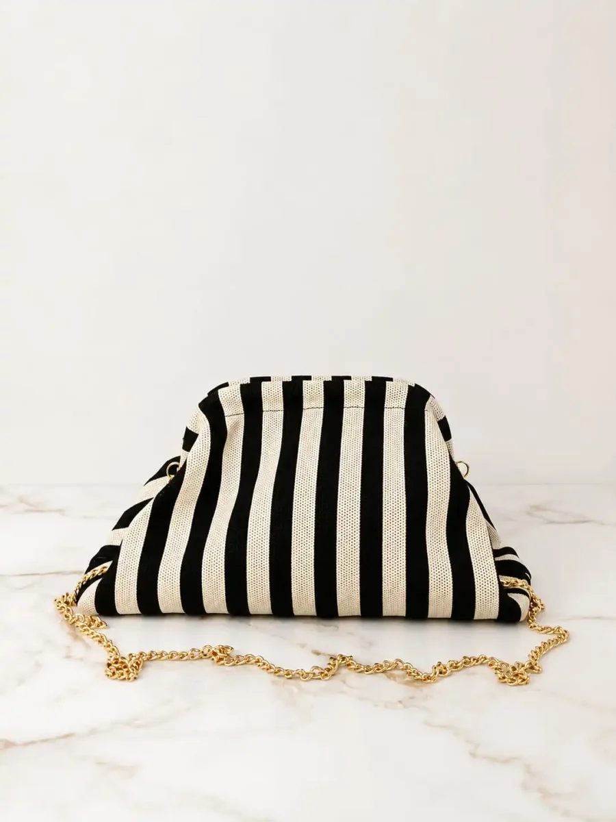 Bolso de Rayas Finas con Cadena Metálica - Imagen 3