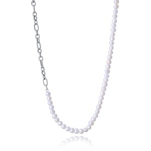 Collar de acero y perlas naturales Ref: 14226C01000
