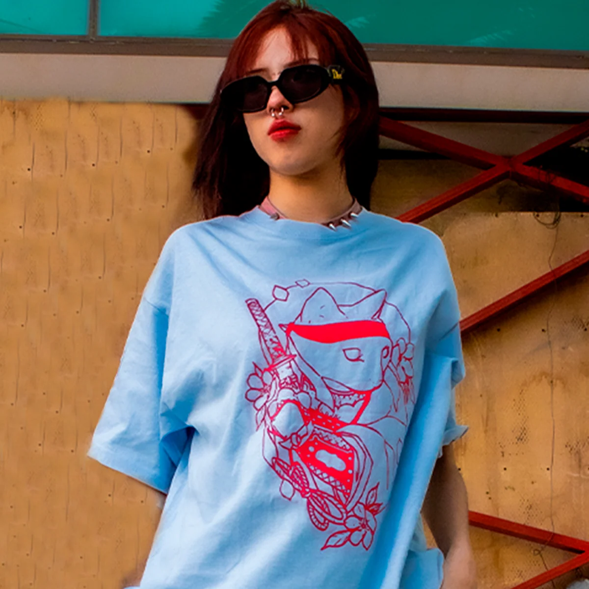 Playera Classic Oversize Gato Samurai - Imagen 3