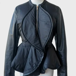 Givenchy chaqueta plumas con mangas de cuero natural Talla FR38 (S-M)