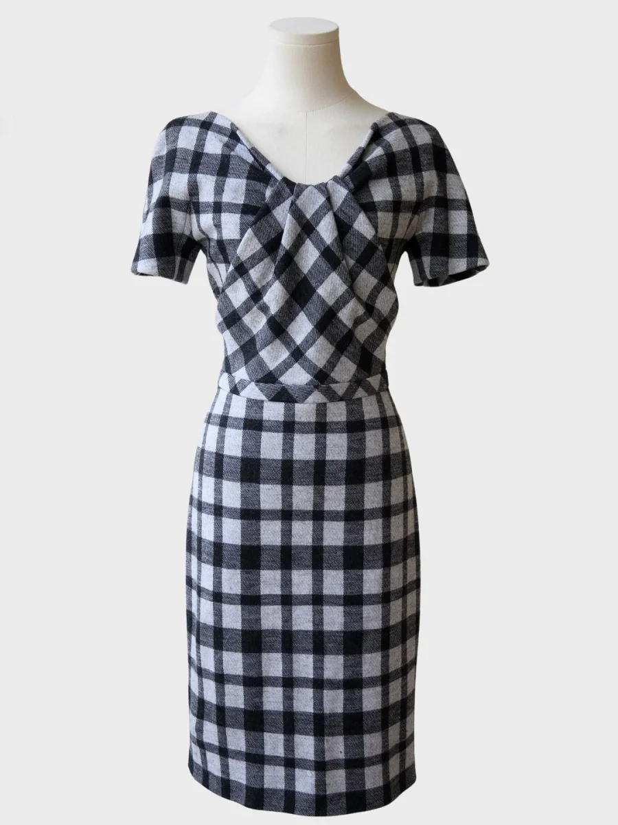 2.514€ Gucci vestido midi de lana estampado cuadros S