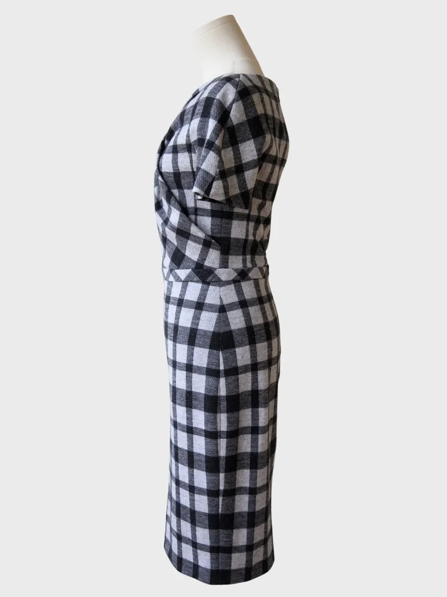 2.514€ Gucci vestido midi de lana estampado cuadros S - Imagen 6