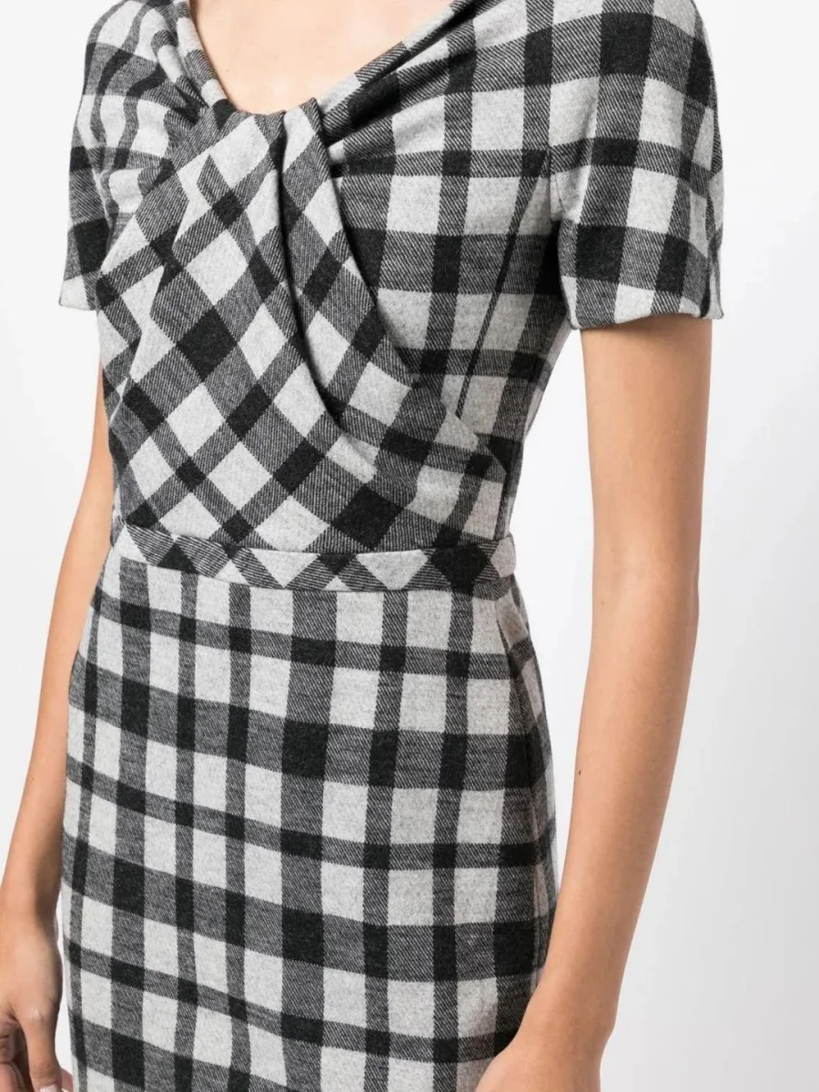 2.514€ Gucci vestido midi de lana estampado cuadros S - Imagen 8