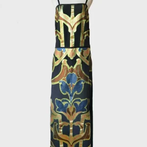 Gucci SS2014 vestido largo metalizado tirantes finos Talla IT42 (M) Nuevo