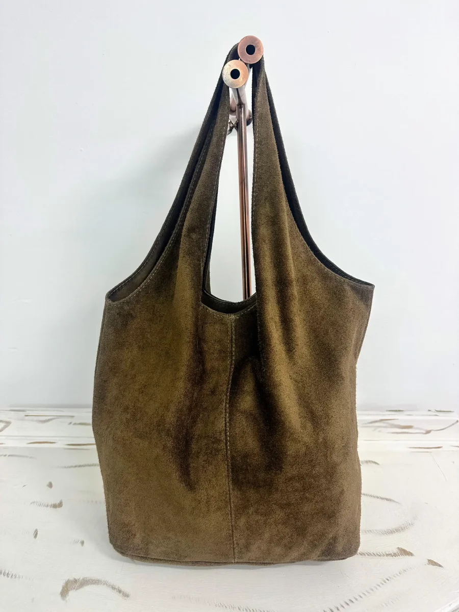 Bolso shopper de piel serraje con cremallera - Imagen 2