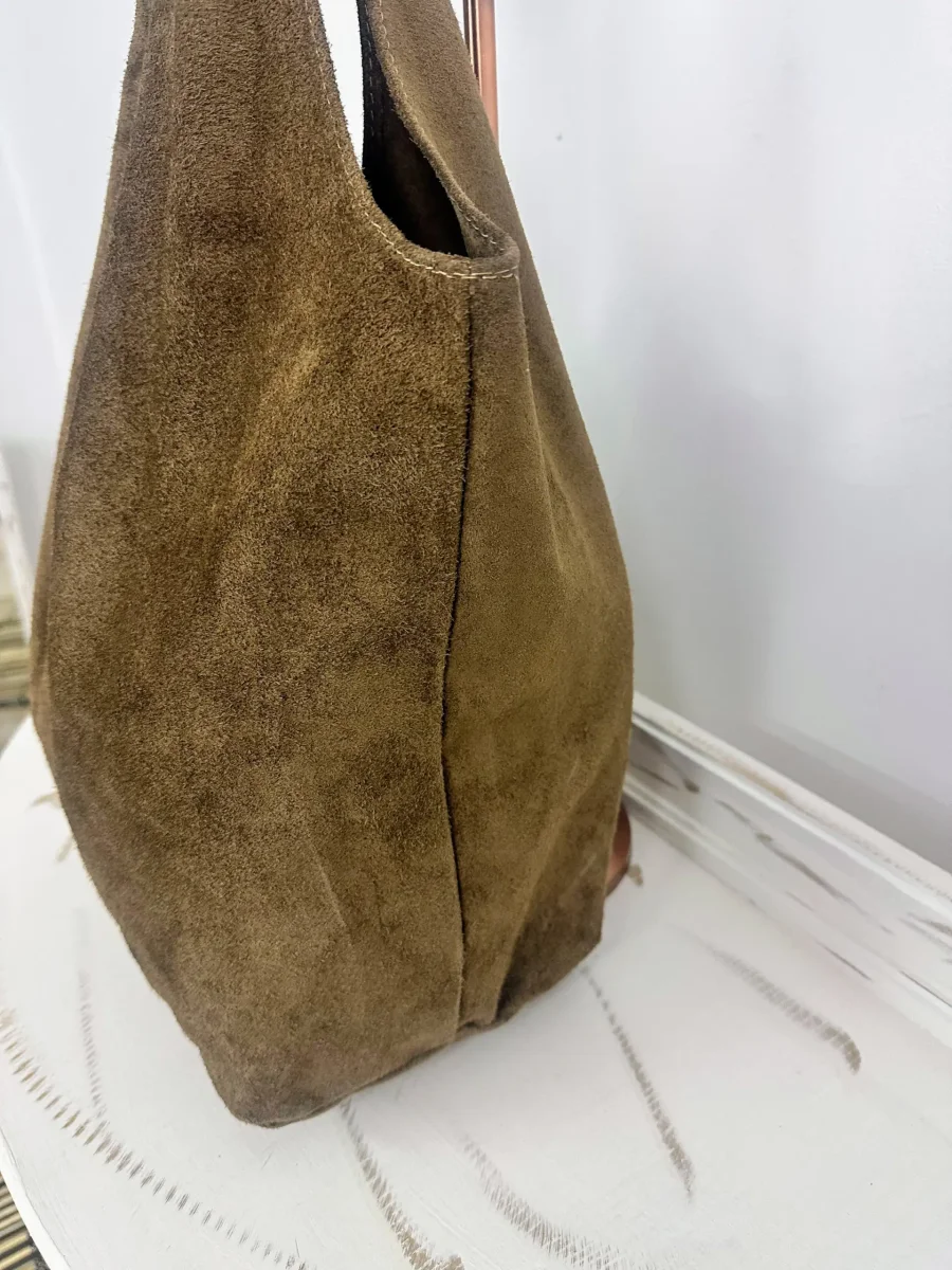 Bolso shopper de piel serraje con cremallera - Imagen 3
