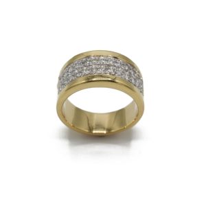«TRIAL» Anillo Oro 18K con triple tira de diamantes. Handmade