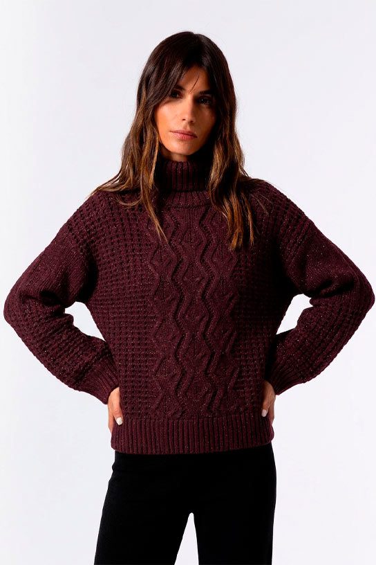 Jersey de cuello vuelto burdeos con lurex Tiffosi - Imagen 2