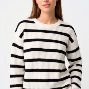 Jersey de punto raya marinera blanco Tiffosi