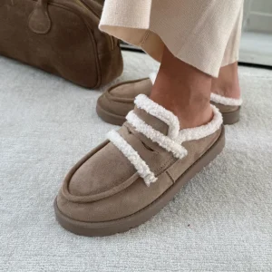 Mule slippers suede insulated