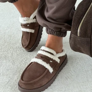 Mule slippers suede insulated