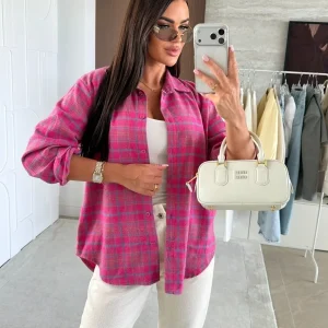 Camisa Solaria en un cuadro rosa-azul