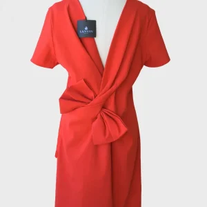 Lanvin Paris vestido rojo lazo Talla FR42 (XL) Nuevo