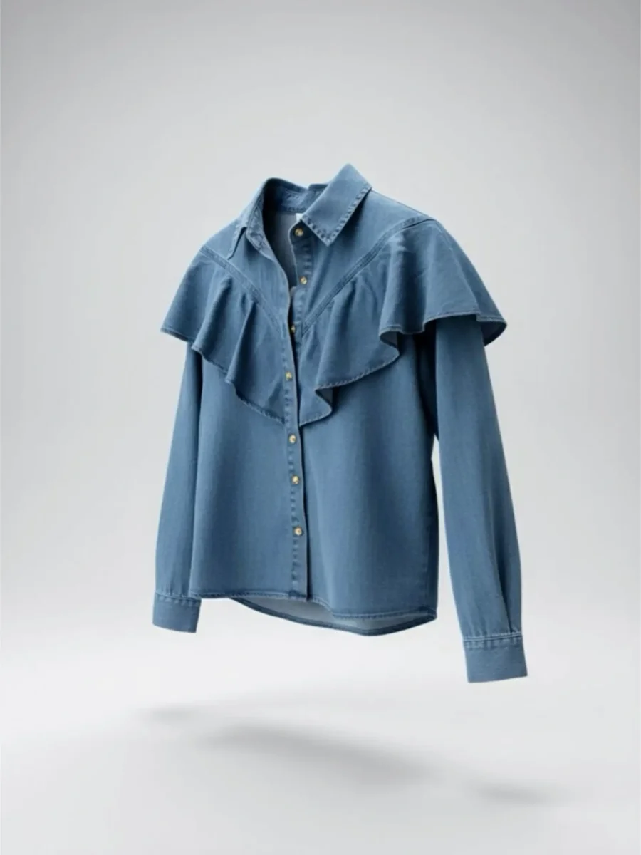 Camisa vaquera con volantes – Tallas S, M - Imagen 3